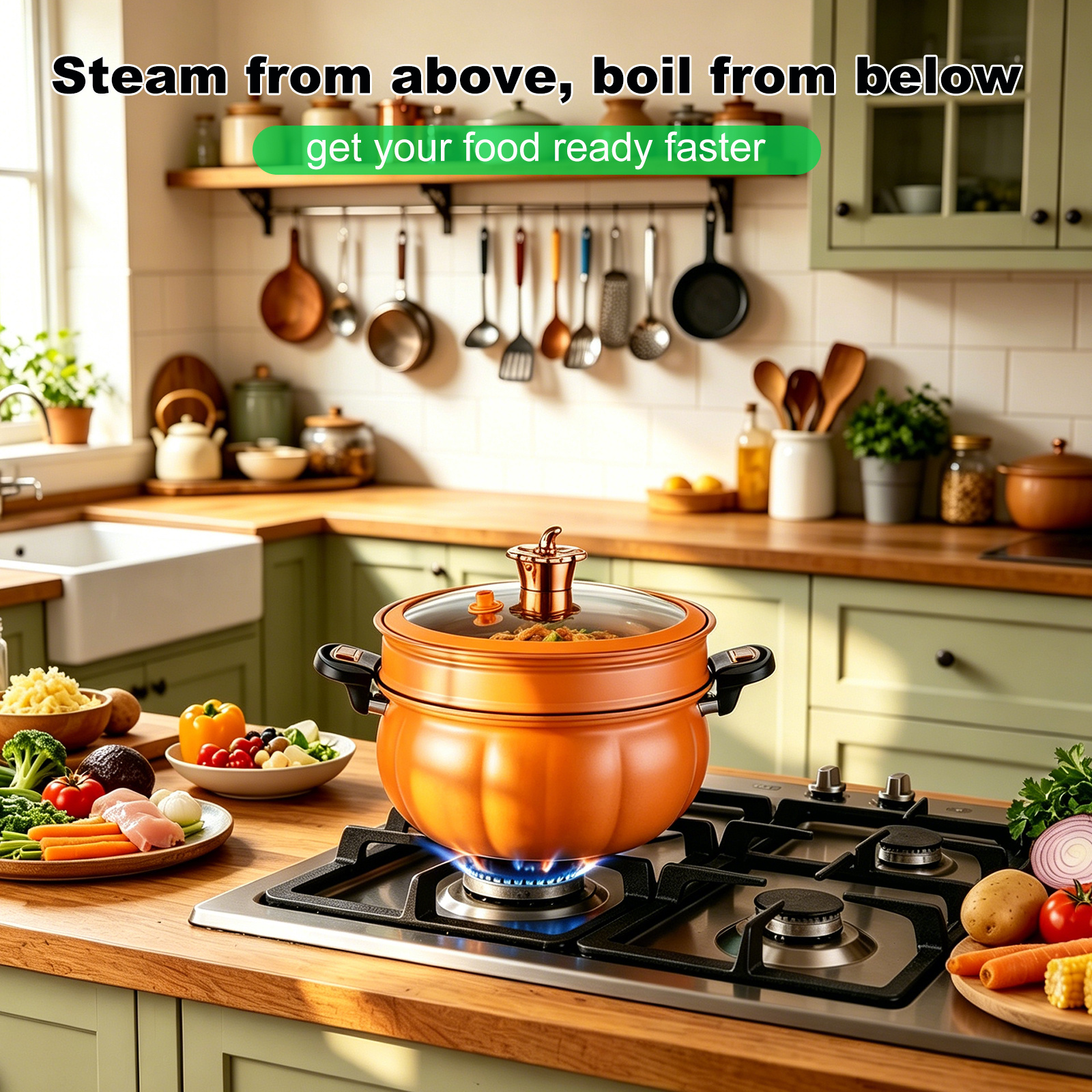 TEMU Heavy-duty Cast Iron Enameled Large-capacity Pot With Steamer Basket- Universal Soup And Pot Compatible With Induction Cooktops, Gas Stoves, And
