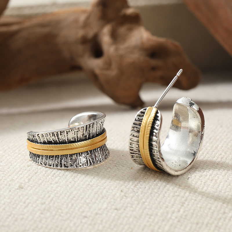 Ladies' Vintage C-Shaped Semi-Circular Earrings, Bohemian Style