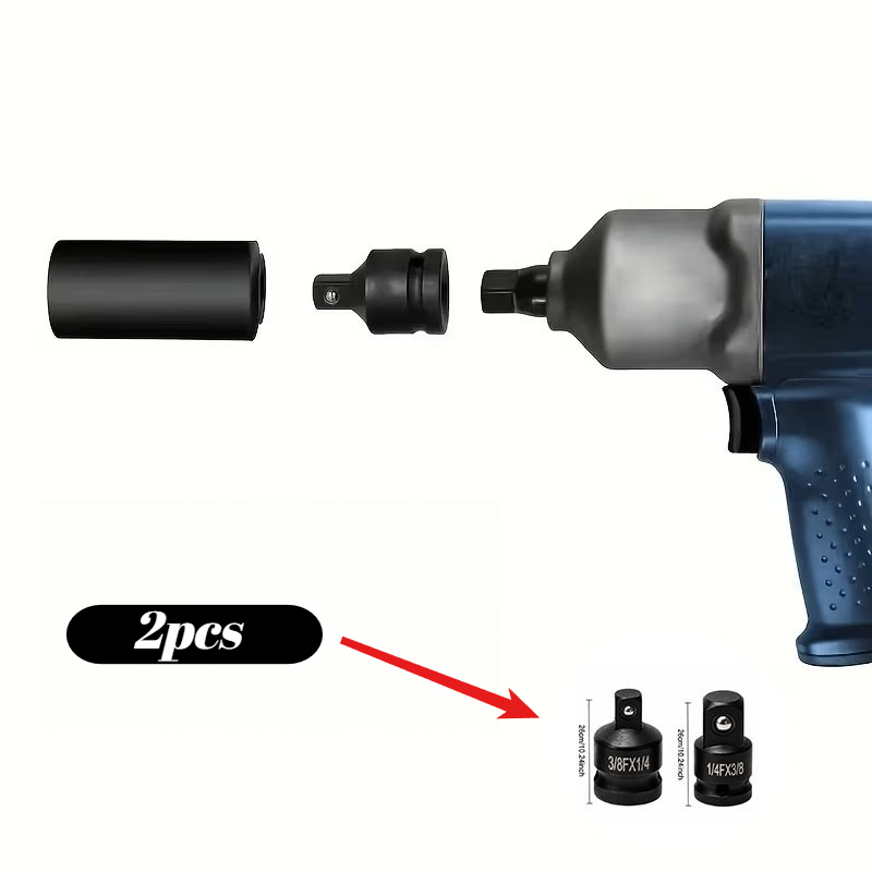 TEMU Pneumatic Socket Adapter Set (2pcs) - Wrenches And Ratchets; Suitable For Automotive Repair And Use With Pneumatic Or Electric Wrenches; Enables