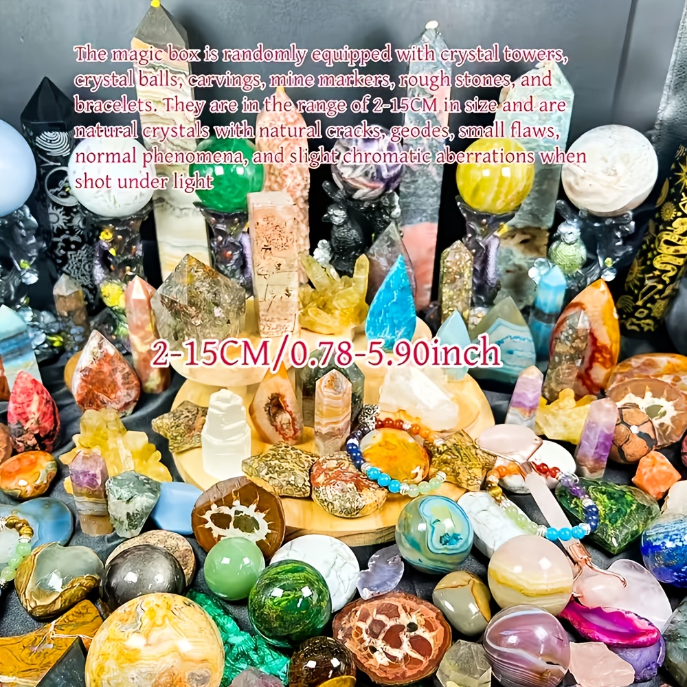 E-shop 1-Pfund Luxus Geschenkbox aus Böhmischer Kristall - Sortierte Türme, Kugeln und Edelsteine für Wohnkultur, Schmuckherstellung und