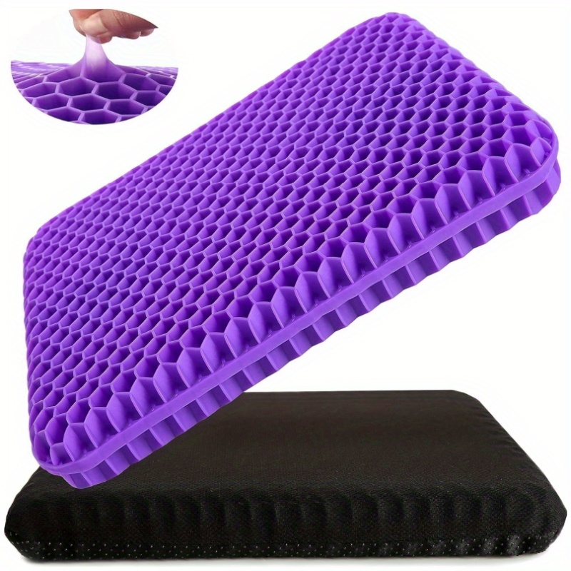1pc Extra Thick Gel Cushion with Orthopedic - Heavy-Duty TPE Gel Seat Cushion with Honeycomb Structure & Airflow System, Non-Slip Base & Zippered Cover for Orthopedic, - Fits Wheelchairs, Office Chairs, Seats, Bed - Purple/Black Options   (  Options) - Long-Lasting & Easy-  - Ideal for Lower Back