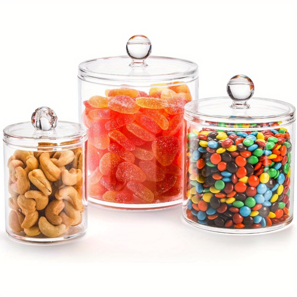 

6 Pack Acrylic Jars With , 32/ 20/ 10 Oz Holder, Pad Holder, Qtip Holder Bathroom Canister For Bath Salt, Pads, Candies