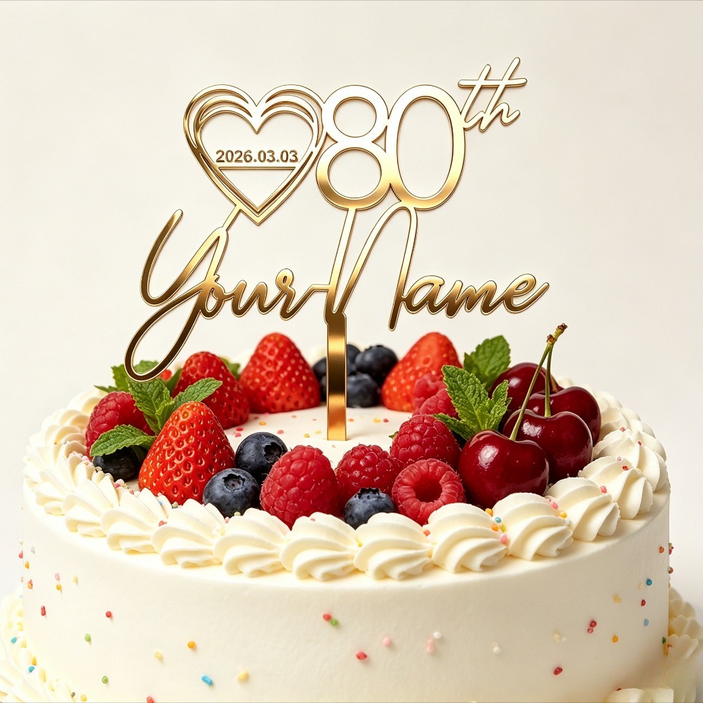 TEMU 1pc Personalized Custom Cake Topper, Custom Name, Age, Date, Suitable For Birthdays, Weddings, Anniversaries, All Ages