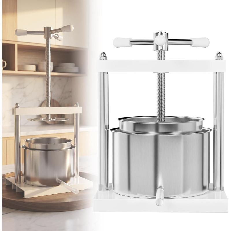 Image of Manual Juicer Fruit Press Stainless Steel Fruit Press With Handle, Screw Press System, , Removable, Easy To Clean