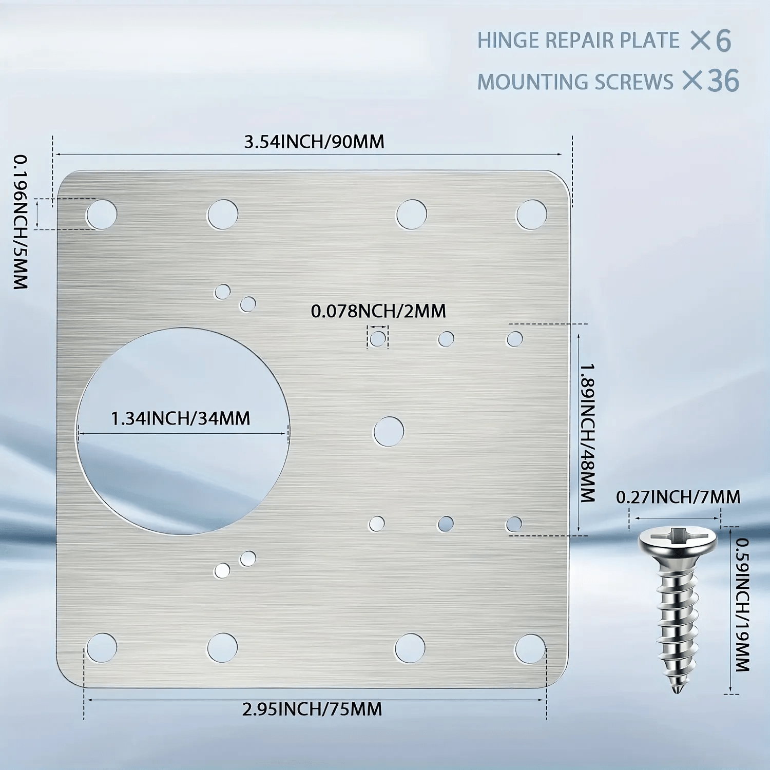 Image of 42pcs Polished Stainless Steel Cabinet Hinge Repair Plate(including Screws), Door Hinge Fixing Bracket Set, For Cabinet Door Reinforcement
