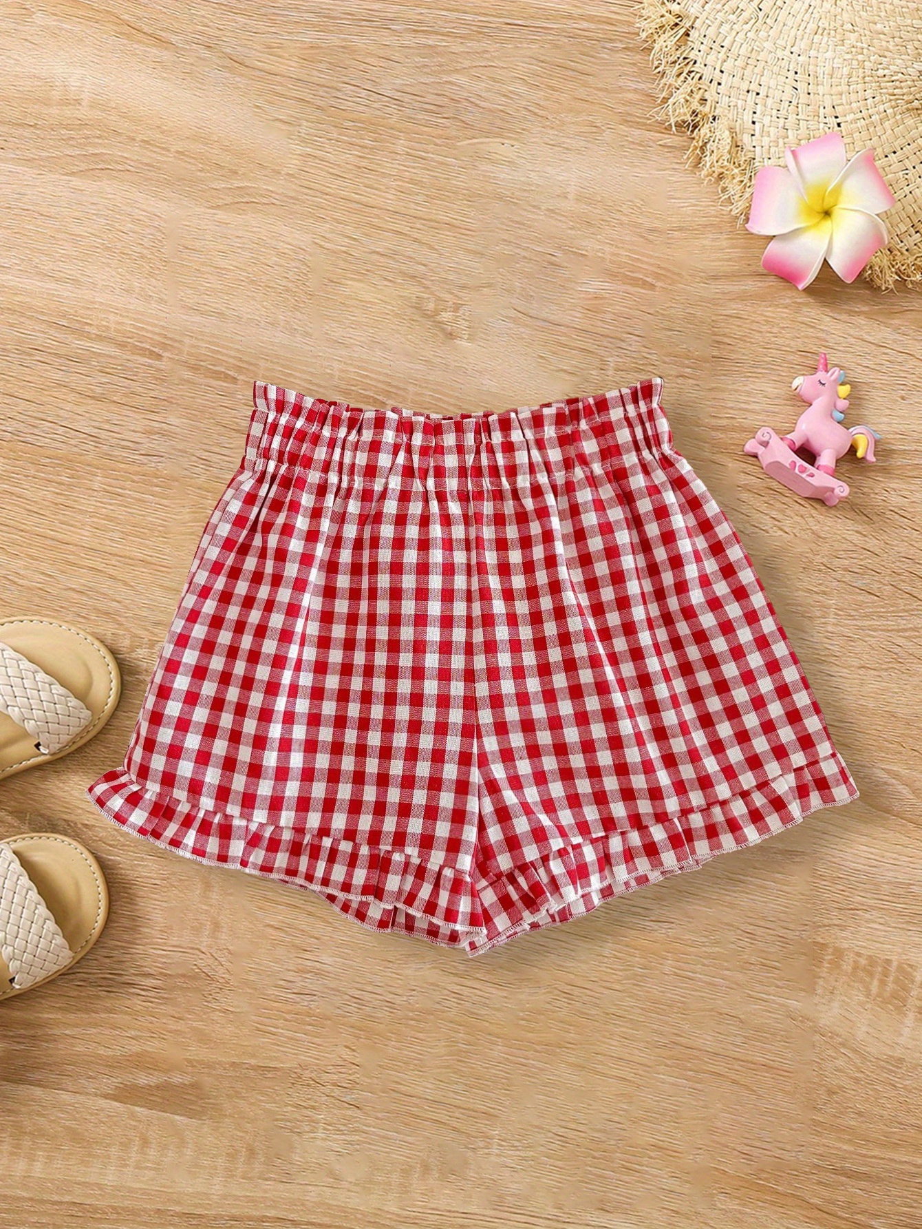 chic summer plaid shorts girls casual loose fit elastic Temu Bahrain