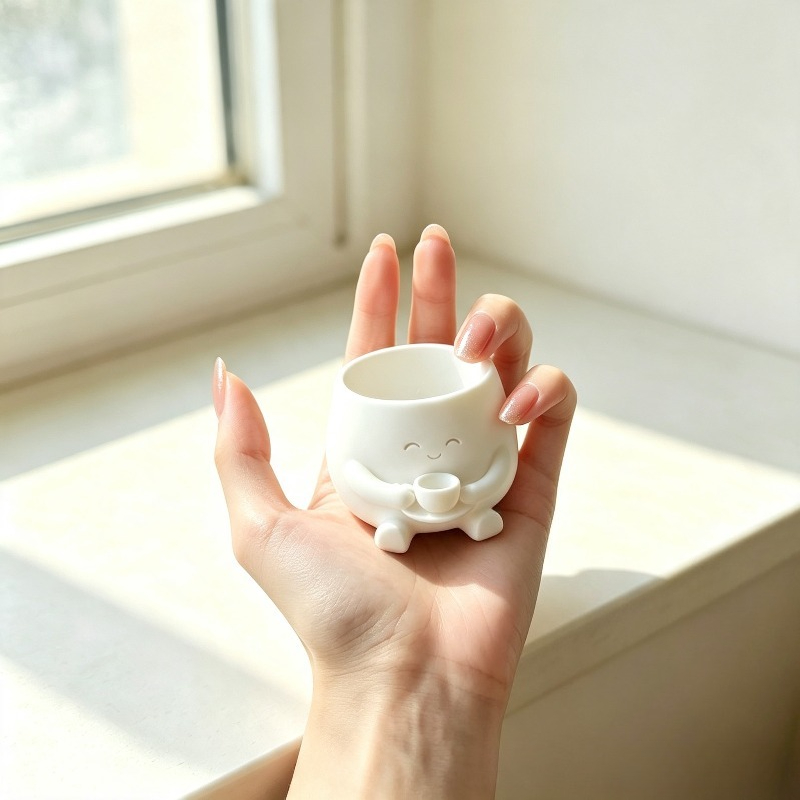 TEMU 1pc 3d Printed Reader Companion Flower Pot, Premium Plastic Material, Cute And Fun Character Design, For Pennywort, Succulents, Etc., Used As A