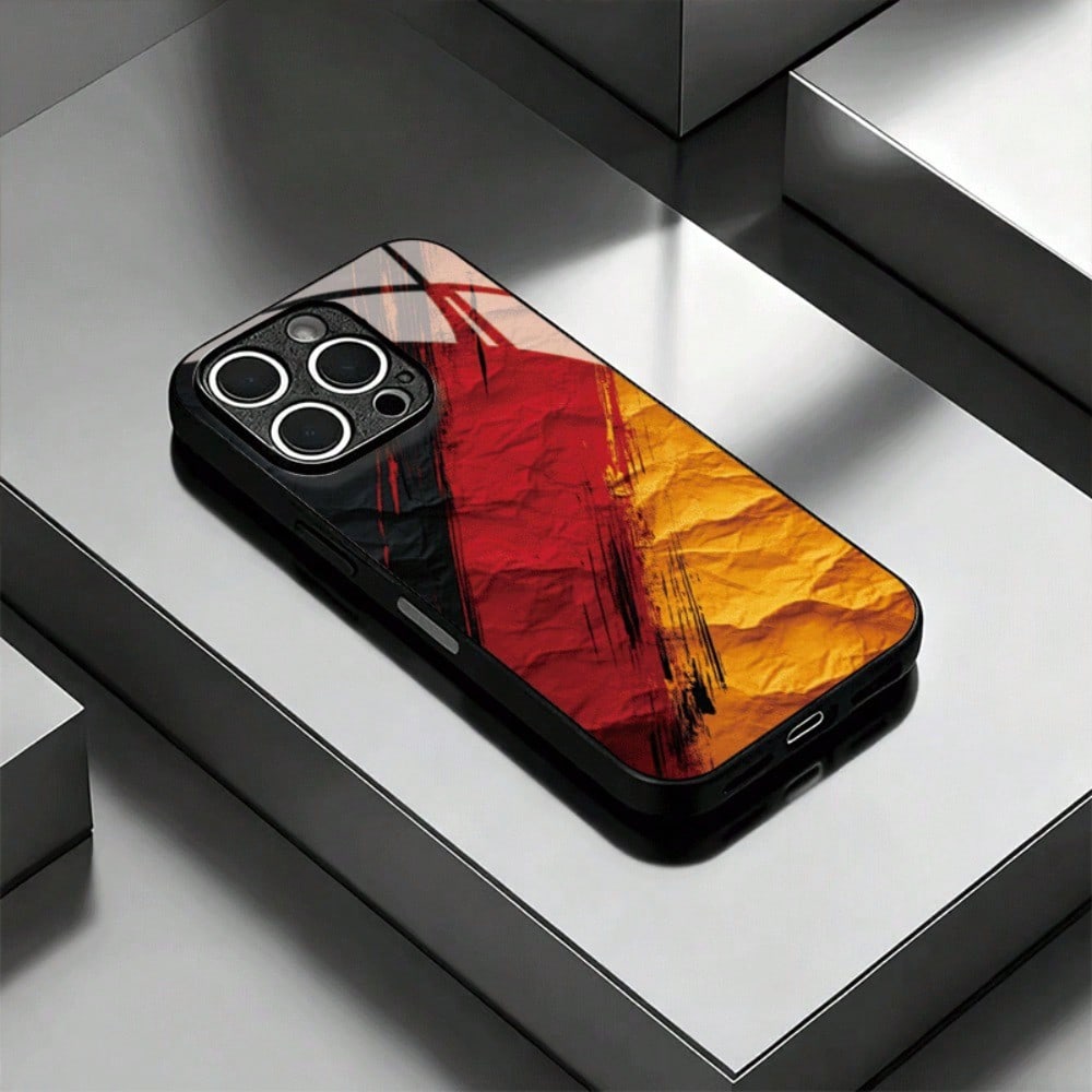 Image of Phone Case - German Flag Wind Wallpaper Is Suitable For Iphone 17 Pro 16e 16 15 14 13 12 11 Models, Using Design And Tempered Glass Back Cover, Anti-fall Protection #gj2308