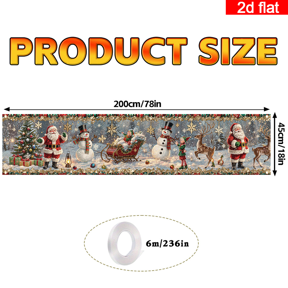 TEMU 2d Flat, 2d Flat - 2d Flat, 2d Flat - 1pc A 2d Flat Banner Featuring A Merry Christmas Design, Made Of Polyester. It Showcases A Christmas Scene
