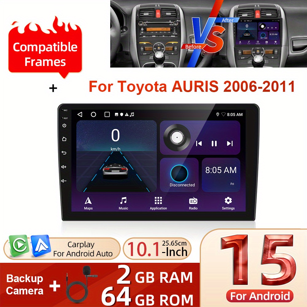 [2+64g] Double Din 15 Car Stereo Radio For 2006-2011 (frame Included) With And Auto - 10.1 Inch Car In-dash Navigation Gps Units - Dsp, Eq, , Wifi, Swc + Ahd Backup Camera + Mic