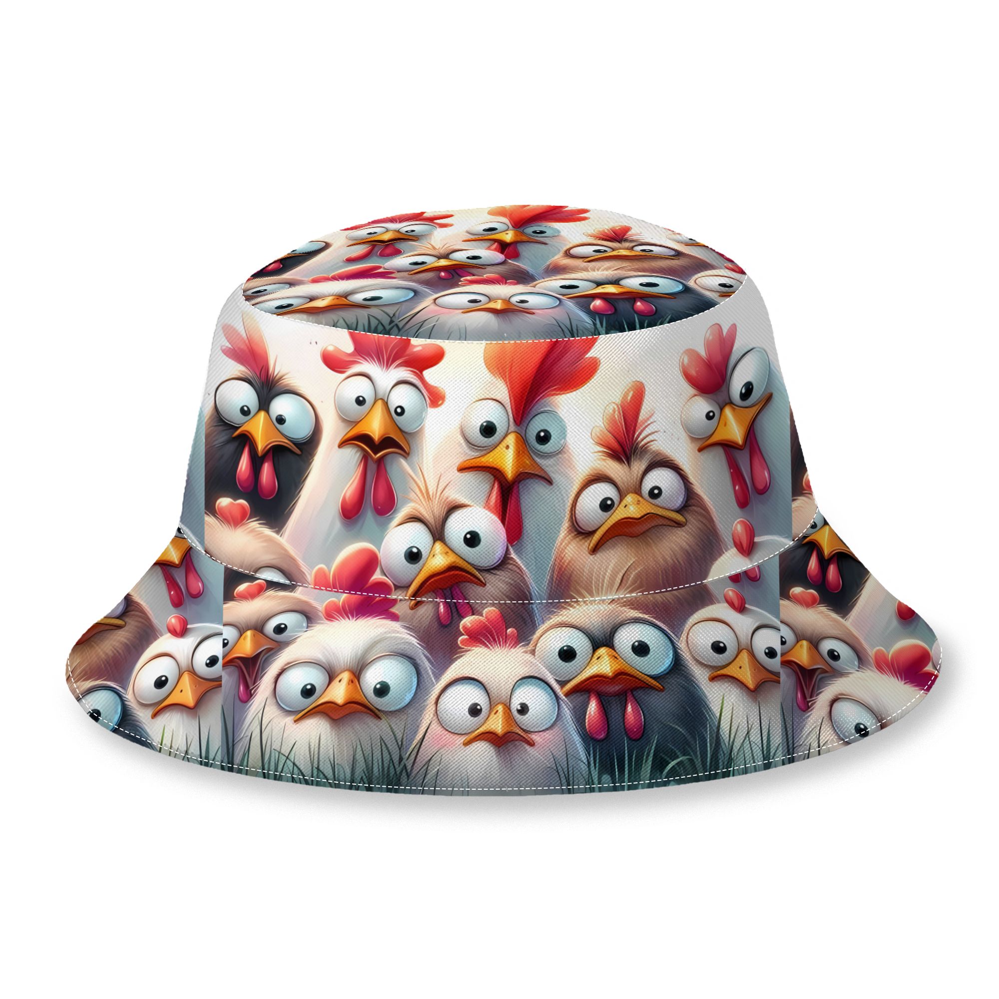 TEMU 2D Print Design Interessant Kippenpatroon Mode Outdoor Bucket Hat Unisex Outdoor Street Hip-Hop Strand Cap