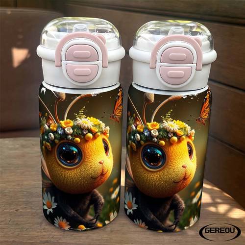 gereou adorable bee stuffed animal flower 400ml bwbx 13 5oz insulated travel mug with hot cold durable portable casual drinkware holiday gift cool