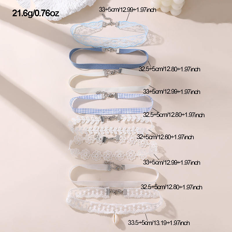 8pcs Elegant Lace Flower Choker Necklace Set