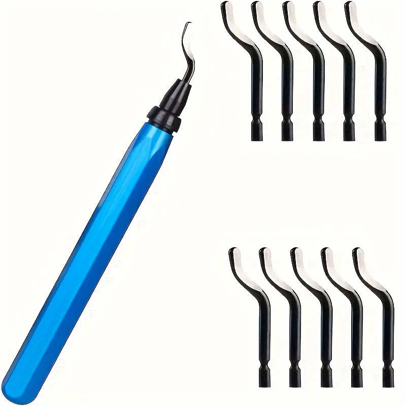 TEMU 11pcs Blade Deburring Set, With 360 ° Rotating Steel Handle, Suitable Metal, Resin, Plastic, And Wood