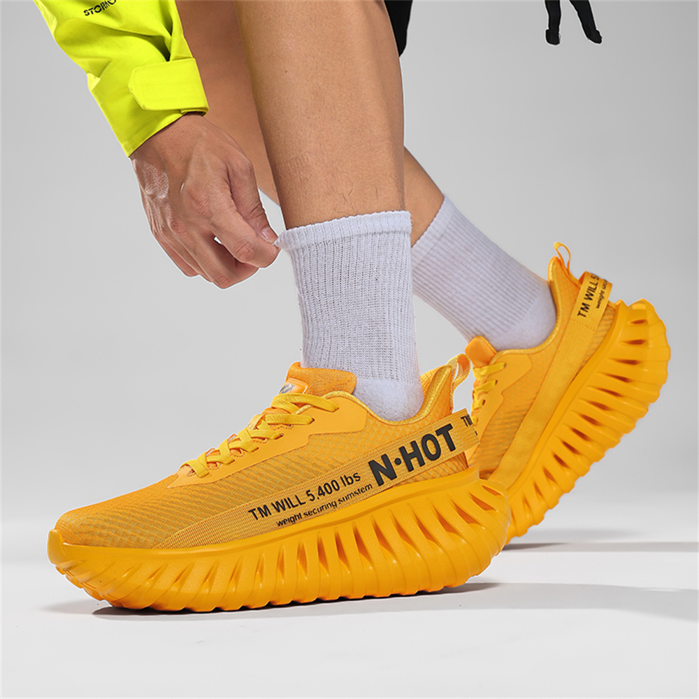 [Sneakers] Men'S Women'S Road Running Shoes, Thick Sole Casual Athletic Shoes for Men, Teenager Outdoor Sports Design, Comfortable Breathable Fabric Upper, Cushioning Shock-Absorbing MD Sole, Non-Slip And Wear-Resistant, Low-Top Lace-Up Closure
