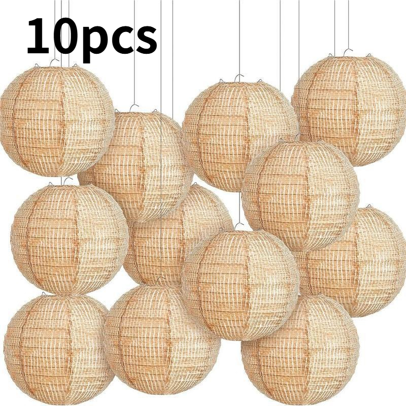 10pcs Printed Burlap Paper Lanterns, Round Chinese Paper Lanterns, Farmhouse Boho Classroom Decor, "home Sweet Classroom" Birthday Party, Ceremonial Event (7.99 Inches)