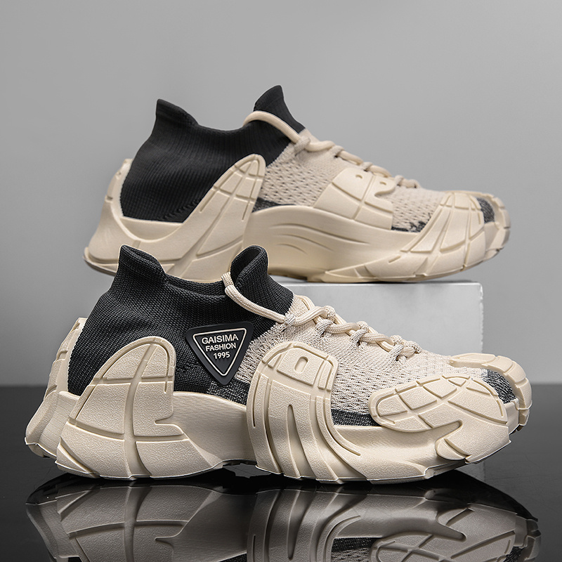 Men's Mesh Breathable Sneakers with Thick Soles, Anti-Slip Running Shoes, Shock-Absorbing, Wear-Resistant Jogging Shoes, Fashionable, Dry, Comfortable Casual Shoes