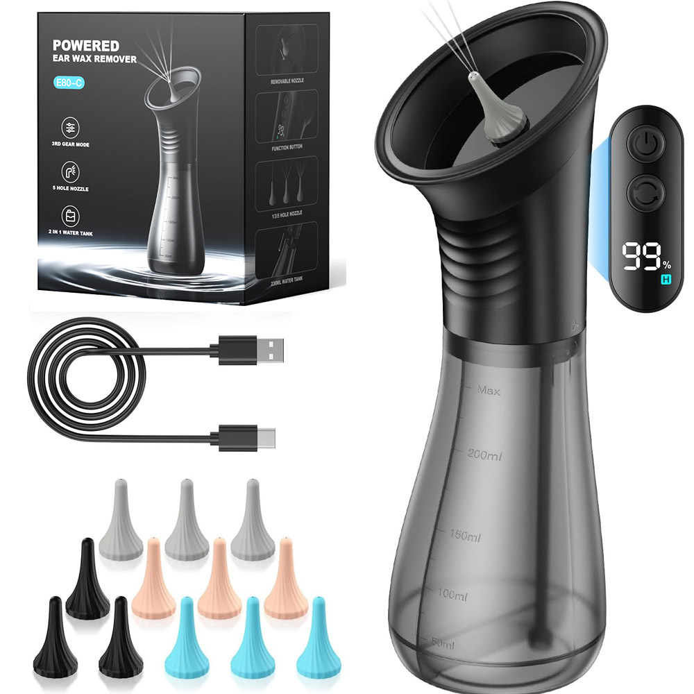 Image of Ear Wax Removal, Electric Ear Cleaner With Led Display, 3 Pression Ear Irrigation Kit With , Includes 12 Tips Replaceable, Ipx7 , Safe & Effective Cleaning For Adults At Home.