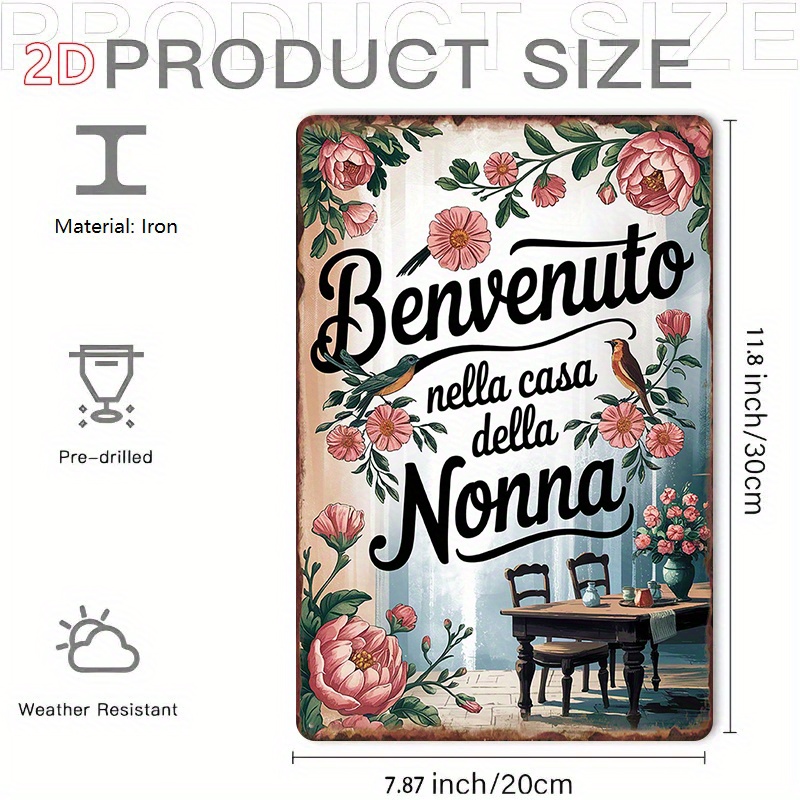 Targa da parete rettangolare in latta nera, stile vintage, 20 x 30 cm, con scritta I