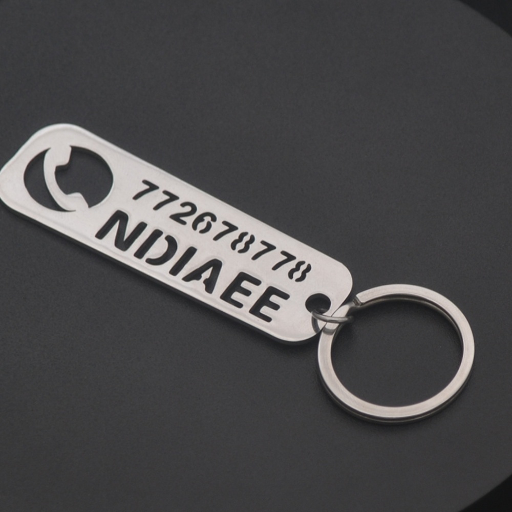 TEMU Customized Keychain Without Chain With Name And Phone Number, Anti-lost Keyring, Car Logo, Company Badge, Personalized Pendant Plaque Gift