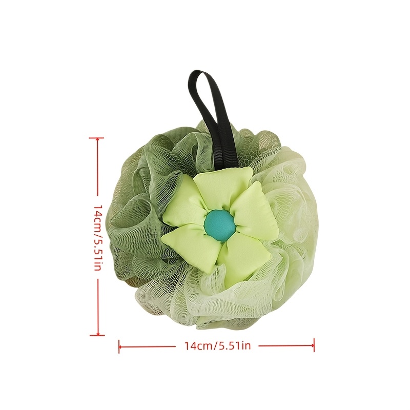 2pcs Set: Bath Ball & Heart-Shaped Hook, Floral Bath Flower