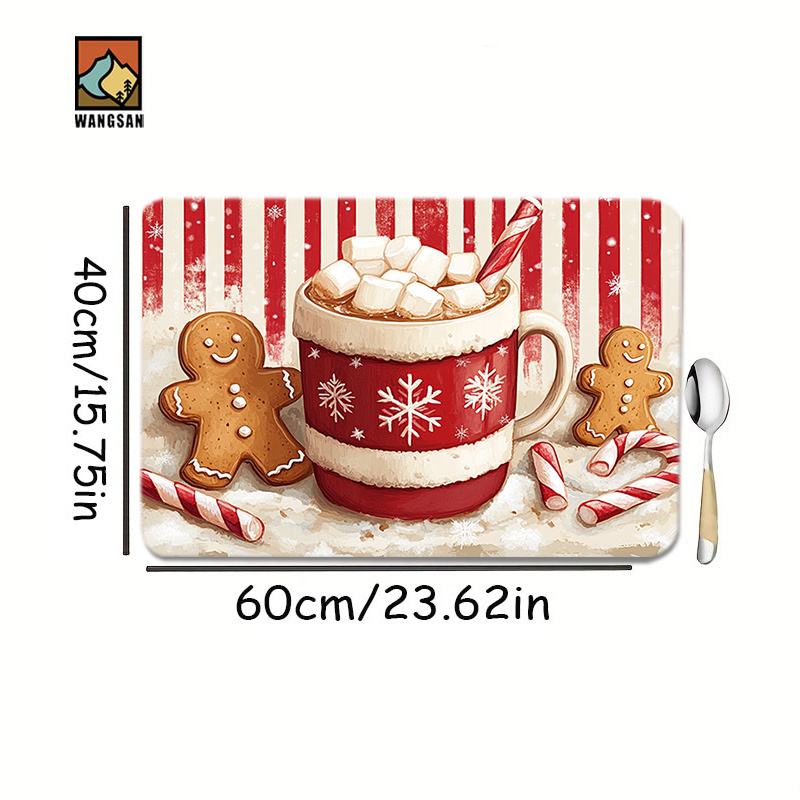 TEMU 1pc Gingerbread Pattern Dish Drying Mat, Coffee Machine Mat, Washing Machine Mat, Table Mat, Made Of Polyester Fiber, Suitable For Kitchen,