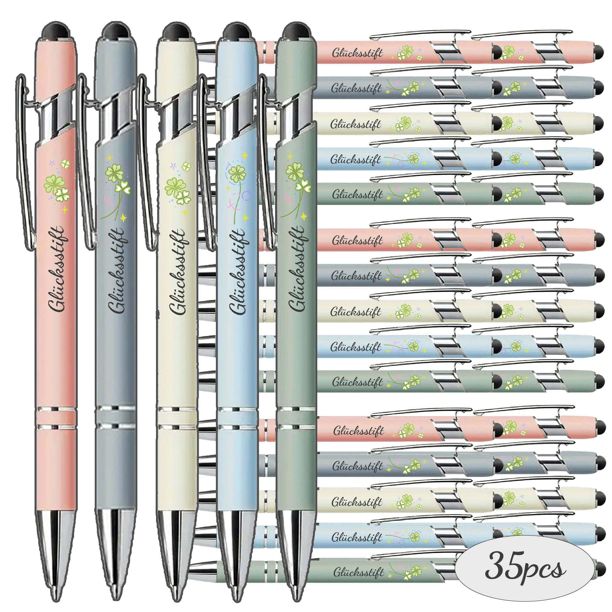 25/35pcs Motivational Pen Set, Premium Metal Black Ink Ballpoint Pen With Engraved German Positive Quotes, Office Writing Signature Pen, Ideal Gratitude Gift For Staff Employee Volunteer Nurse Present