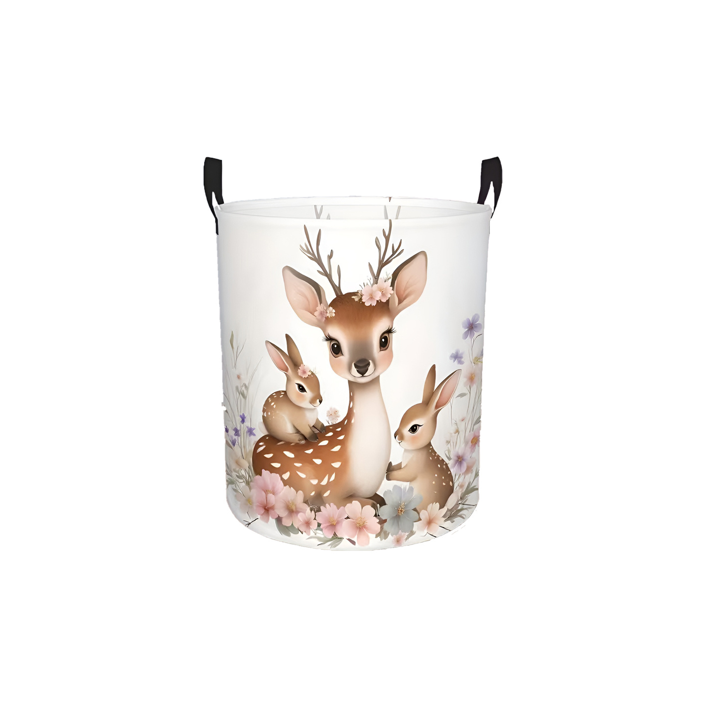TEMU 1pc Floral Deer Rabbit Pattern Printed Storage Box For Dirty Clothes, Suitable For Room Decoration, Bedroom Baskets, Multi-scene Storage Boxes,