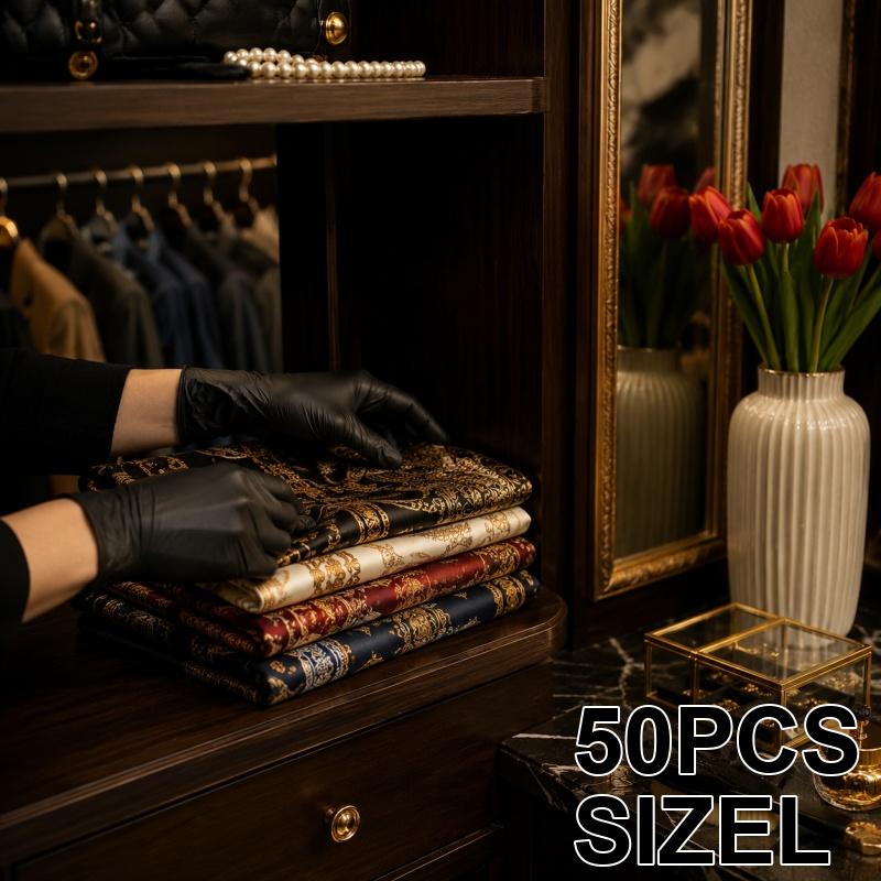 TEMU Upzoo H-50pcs Black Nitrile Disposable Gloves, Suitable For Dishwashing, Car Washing, And Daily Household Cleaning.