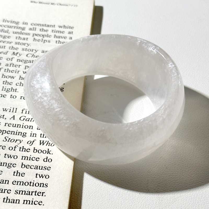 Boho Oval Wide Band Geometric Resin Bangle, Spring & Summer