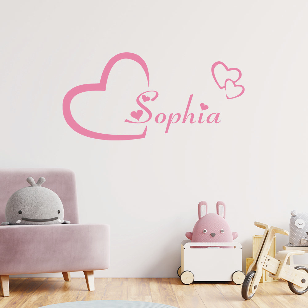 

Custom Name Love Wall Decal - Cartoon Style Vinyl For Living Room & Bedroom Decor