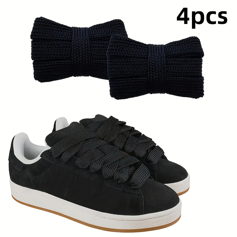 TEMU 2 paires/4 pièces de lacets larges simples et polyvalents, lacets décontractés de couleur unie de 0,79 pouce de large, faciles à nettoyer,