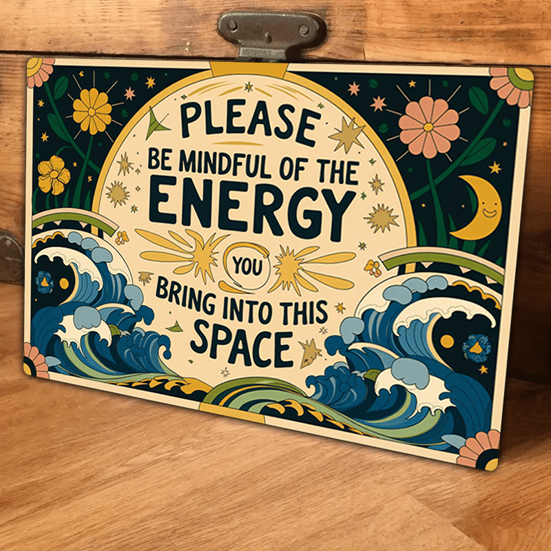 TEMU 1pc Please Energy Sign- Contemporary Aluminum Hanging Wall Art- Universal Holiday Decor, Non-electric, Battery-free- Vintage- Plaque For Home,