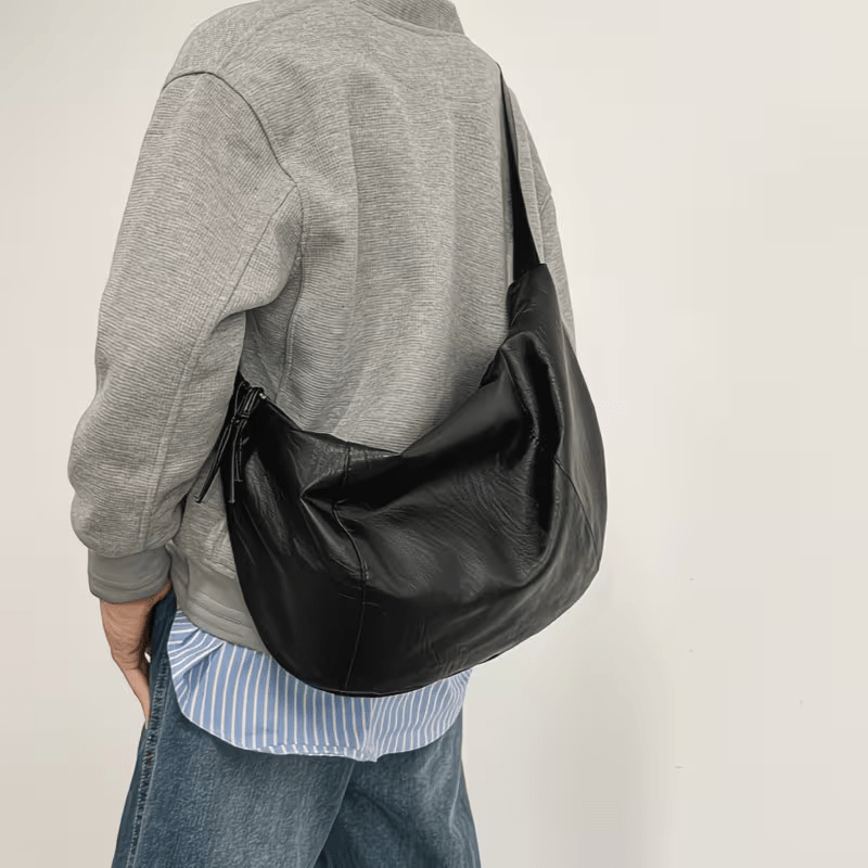 TEMU 대용량 숄더백 - 조절 가능한 스트랩 & 지퍼 포켓, 소프트 캐주얼 데일리 커뮤팅, 여행용 - 블랙 완더러 백, 넉넉한 디자인, 노트북/태블릿 수납 가능
