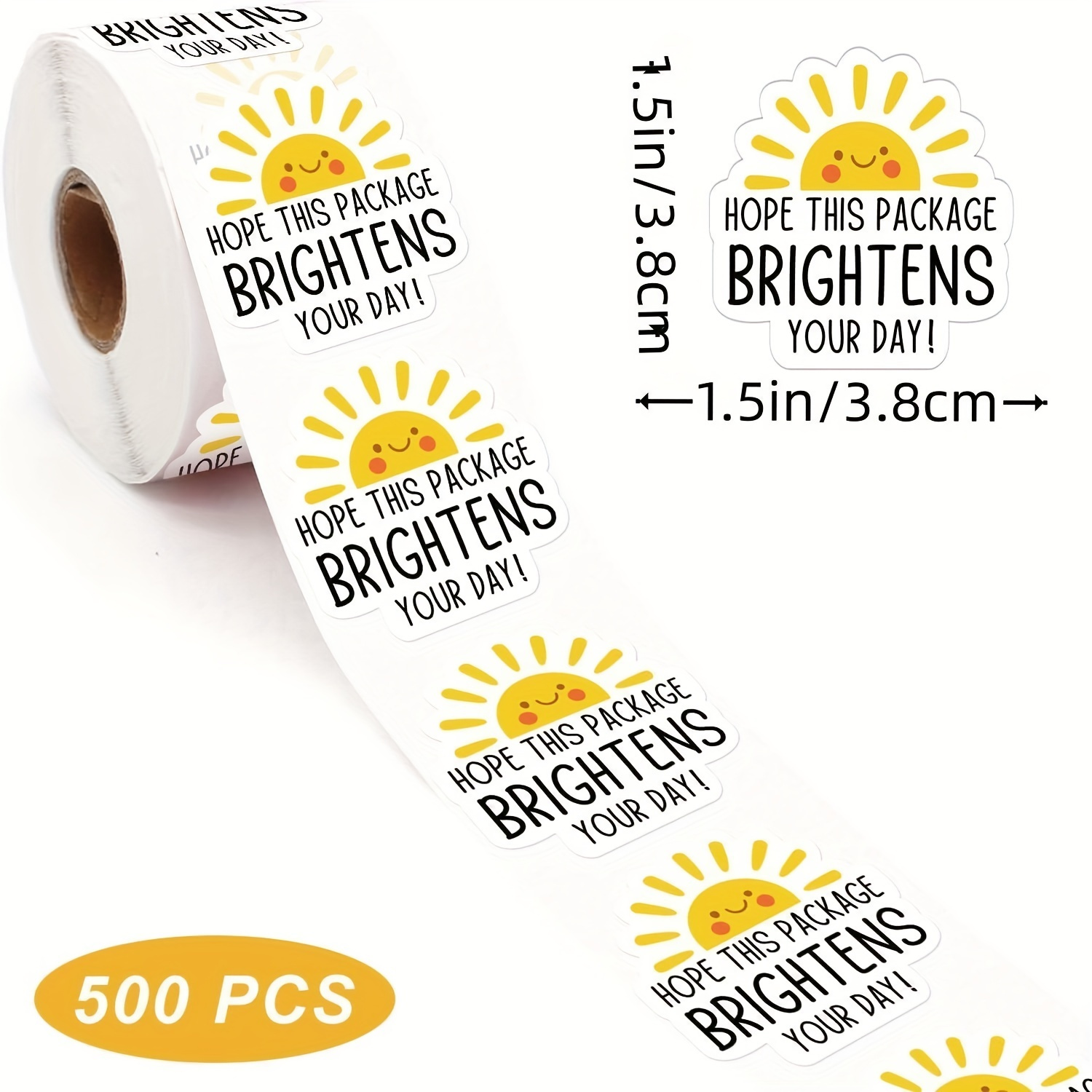 TEMU 500pcs "i This Package Brightens !" Stickers - , Durable , Ideal For Small Businesses, Handmade Products & Thank You Email