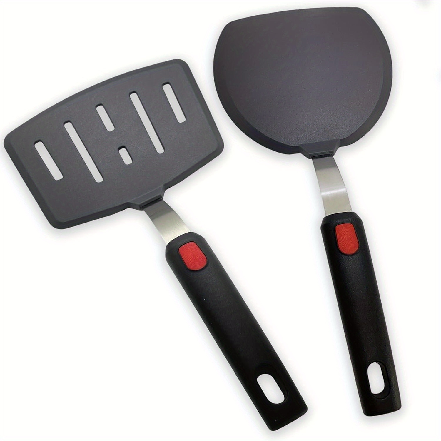 Image of Silicone Turner Set Of 2, Heat Resistant Pancake Spatula For Nonstick Cookware Pan, Wide Slotted Cooking For Omelette Egg Fish, Thin Flexible For Kitchen Use, Dishwasher Safe