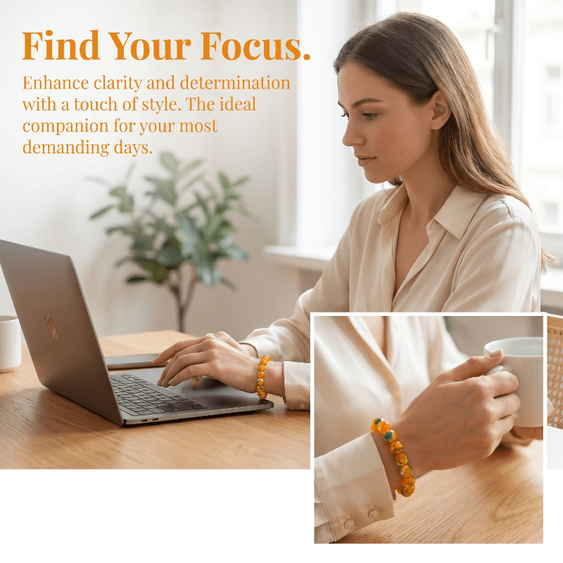 2pcs Orange-Yellow Rutilated Quartz Wealth Bracelets