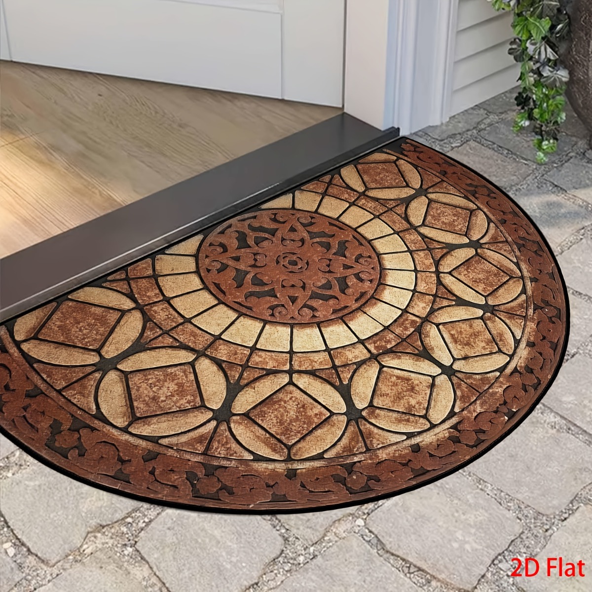 item picture 2d flat 1pc vintage mandala welcome doormat suitable for indoor entrance carpet non slip floor mat with mandala soft suitable for bathroom entryway front door lightweight floor for decor 2d flat