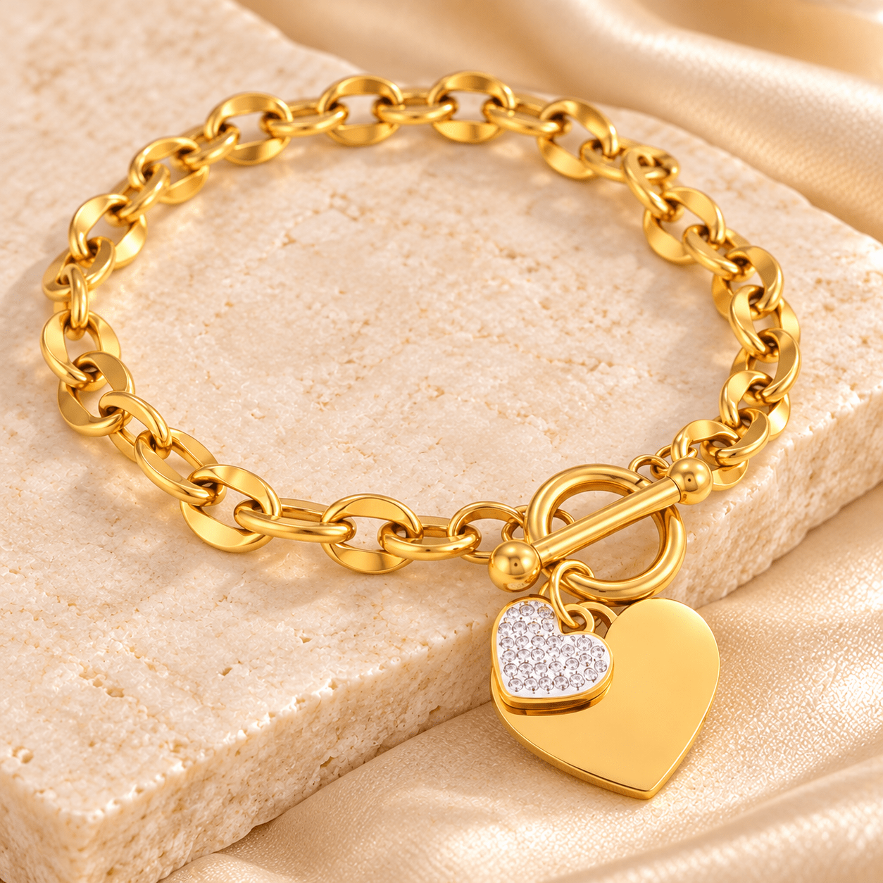 4pcs Stackable Jewelry Set with Double Heart Pendants