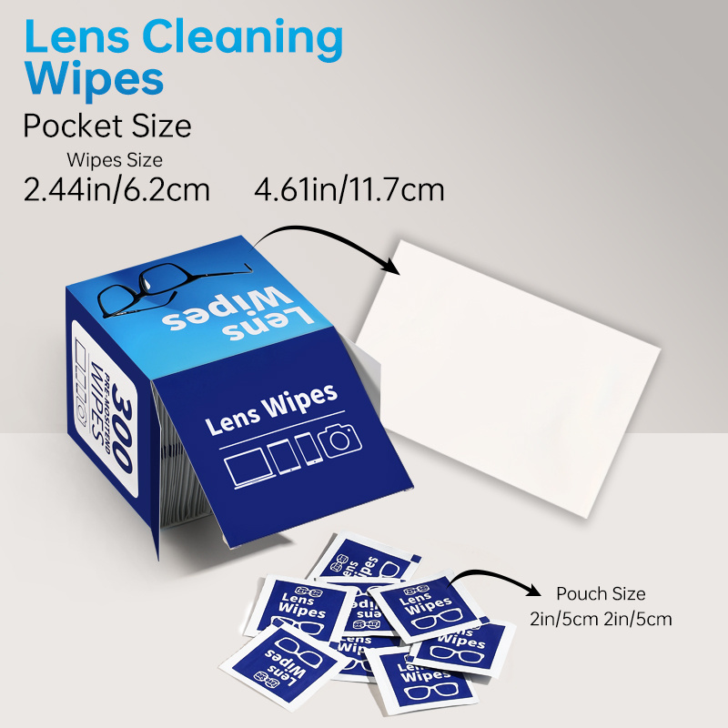 300pcs Disposable Pre-Moistened Lens Cleaning Wipes for Glasses, Cameras, and Electronic Devices