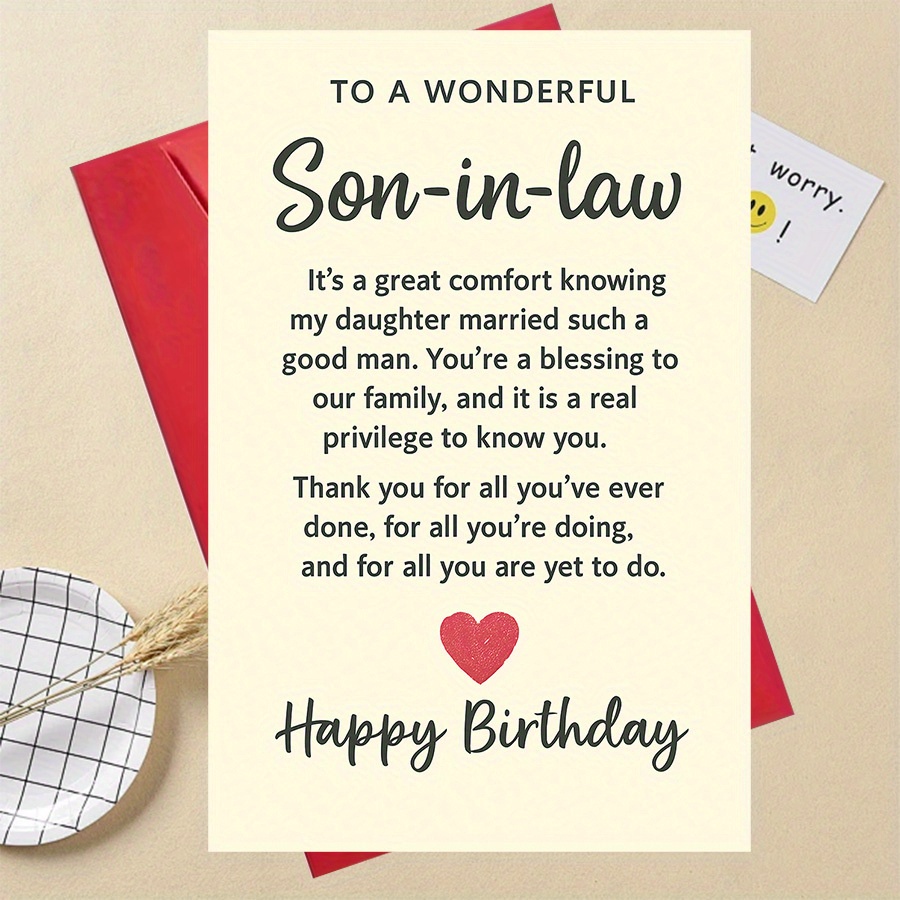TEMU 1pc Funny Giftsthoughtful Birthday Card For Son-in-law, Perfect Gift For Family, Message Of Gratitude And Appreciation For And Support