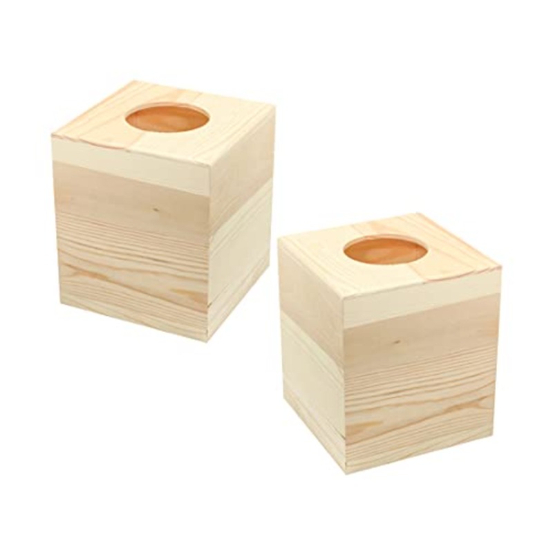 2 pack un ed wooden square tissue box covers 5 1x5 1x6 inch natural wood   for crafts diy projects bathroom home decor durable wooden tissue boxes for bathroom kitchen office craft supplies     craft enthusiasts Product details 4