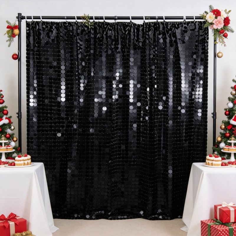black sequin backdrop sold on Temu United States