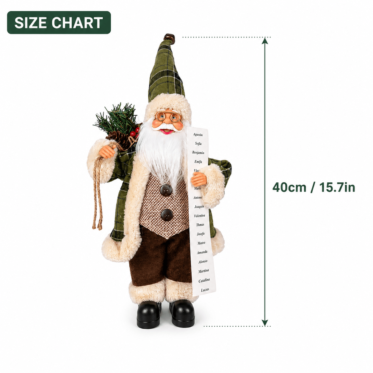 TEMU 1pc Premium Santa Claus Statue Holding A Gift List, Outfit, Classic Christmas Character Carrying Holiday Gifts, Festive Decor For , Mantels, And