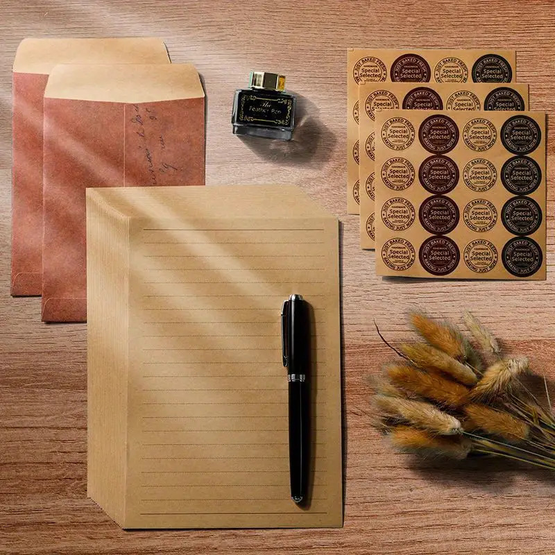 TEMU 29pcs Elegant Vintage Stationery Envelope Collection: Includes 8 Sheets Of, 5 Card Envelopes, And 16 Round Sealing Stickers With, Perfect For Weddings, Parties, Festivals, And Celebrations