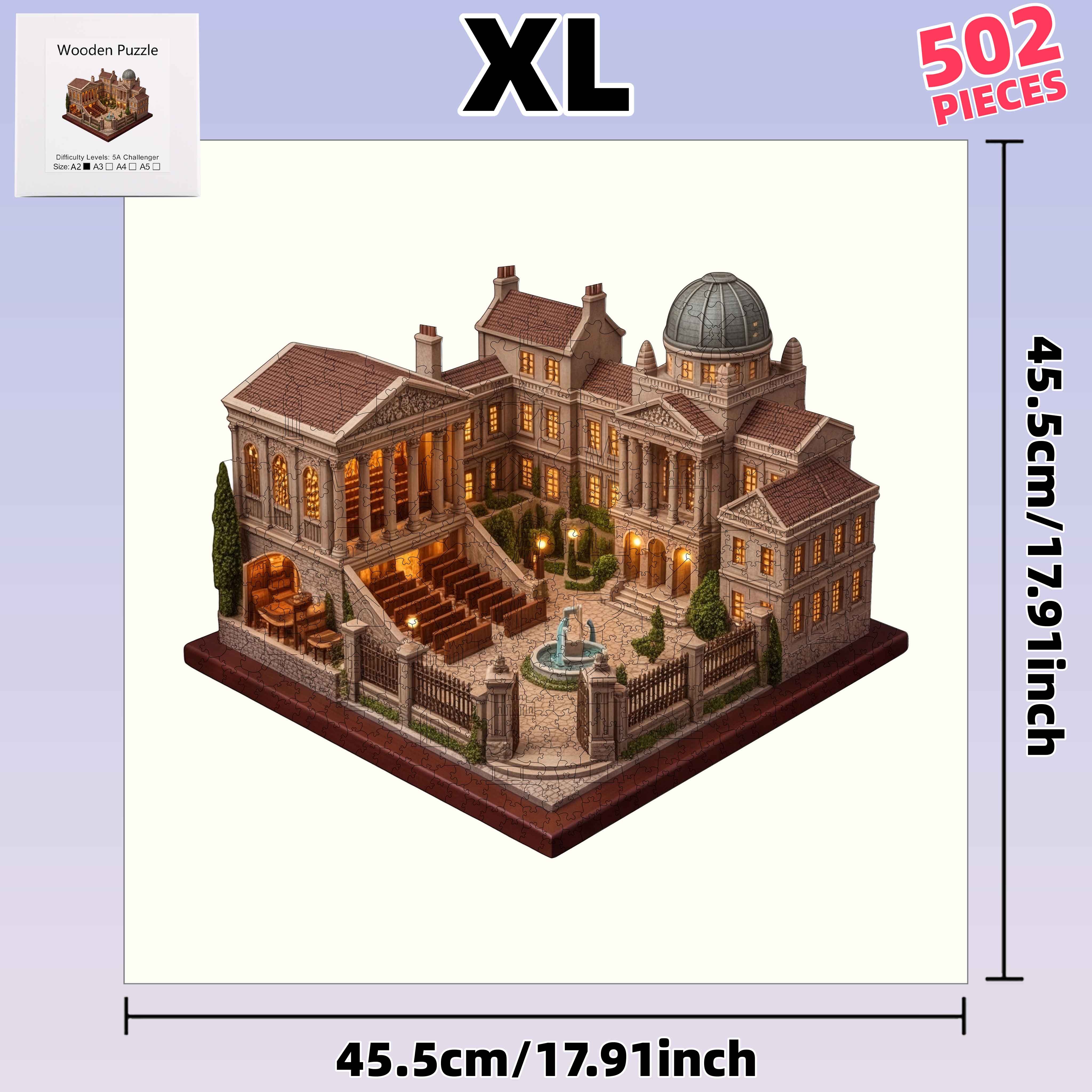 Classical Library Courtyard 502pcs Wooden Puzzle