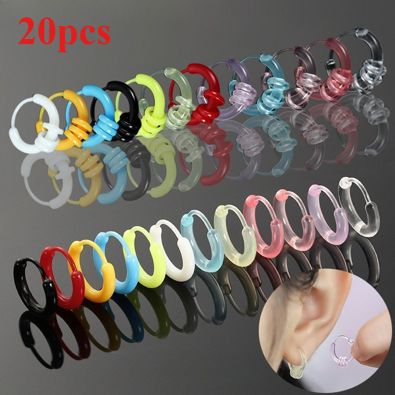 TEMU 20pcs Random Multicolored Resin Earrings – Perfect For Casual Attire And Parties, Featuring A Cute And Minimalist Style. Available Designs, Make