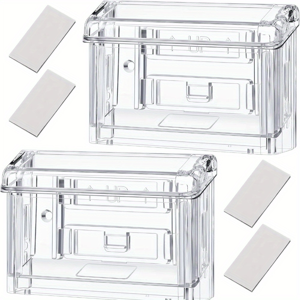 

1 Pack - Acrylic Business Card Holder Wall Mount, Clear Outdoor Business Card Box With Peel-and-stick Adhesive And Bottom Design For Easy Card