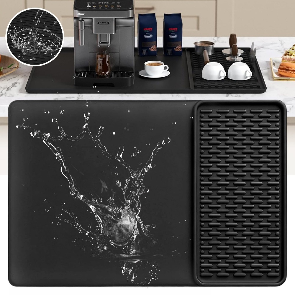 2in 1 Silicone Mat, Heat Resistant Non-slip Reusable Pad, Oilproof Easy Mat For Coffee Machine, Juicer, Air Fryer And Kitchen Countertop