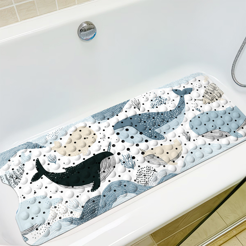 1pc suitable for shower bathtub non slip pvc with ocean animal   massage   suction cup base thick cushioning for bathroom machine washable covering